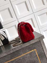 Chanel Mini Flap Bag Velvet Strass & Gold Tone Metal Red - 18x13x7cm - 5