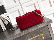Chanel Mini Flap Bag Velvet Strass & Gold Tone Metal Red - 18x13x7cm - 6