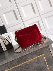 Chanel Mini Flap Bag Velvet Strass & Gold Tone Metal Red - 18x13x7cm - 4