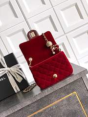 Chanel Mini Flap Bag Velvet Strass & Gold Tone Metal Red - 18x13x7cm - 3