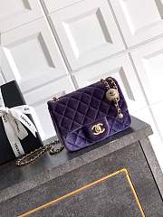 Chanel Mini Flap Bag Velvet Strass & Gold Tone Metal Purple - 18x13x7cm - 1