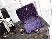 Chanel Mini Flap Bag Velvet Strass & Gold Tone Metal Purple - 18x13x7cm - 5