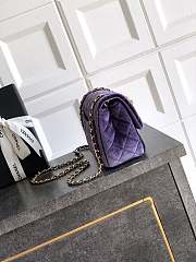 Chanel Mini Flap Bag Velvet Strass & Gold Tone Metal Purple - 18x13x7cm - 4