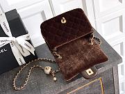 Chanel Mini Flap Bag Velvet Strass & Gold Tone Metal Dark Brown - 18x13x7cm - 6