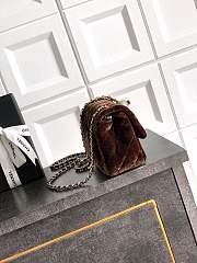 Chanel Mini Flap Bag Velvet Strass & Gold Tone Metal Dark Brown - 18x13x7cm - 4