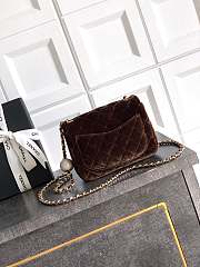 Chanel Mini Flap Bag Velvet Strass & Gold Tone Metal Dark Brown - 18x13x7cm - 3