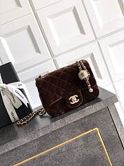 Chanel Mini Flap Bag Velvet Strass & Gold Tone Metal Dark Brown - 18x13x7cm - 2