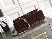 Chanel Small Classic Handbag Velvet & Gold Metal Dark Brown - 23x14.5x6cm - 6