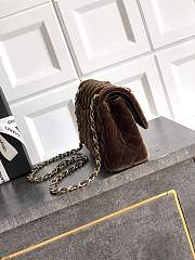 Chanel Small Classic Handbag Velvet & Gold Metal Dark Brown - 23x14.5x6cm - 4