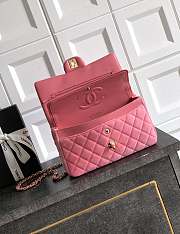 Chanel Small Classic Handbag Velvet & Gold Metal Pink - 23x14.5x6cm - 4
