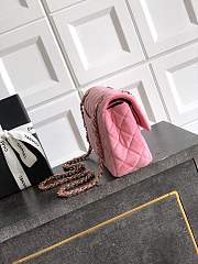 Chanel Small Classic Handbag Velvet & Gold Metal Pink - 23x14.5x6cm - 3