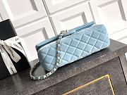 Chanel Small Classic Handbag Velvet & Gold Metal Blue - 23x14.5x6cm - 2