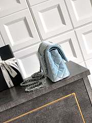 Chanel Small Classic Handbag Velvet & Gold Metal Blue - 23x14.5x6cm - 3