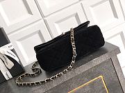 Chanel Small Classic Handbag Velvet & Gold Metal Black - 23x14.5x6cm - 2