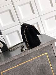 Chanel Small Classic Handbag Velvet & Gold Metal Black - 23x14.5x6cm - 4