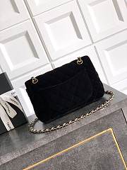 Chanel Small Classic Handbag Velvet & Gold Metal Black - 23x14.5x6cm - 5