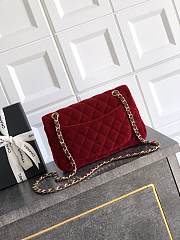 Chanel Small Classic Handbag Velvet & Gold Metal Red - 23x14.5x6cm - 5
