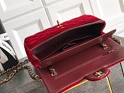 Chanel Small Classic Handbag Velvet & Gold Metal Red - 23x14.5x6cm - 4