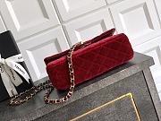 Chanel Small Classic Handbag Velvet & Gold Metal Red - 23x14.5x6cm - 3