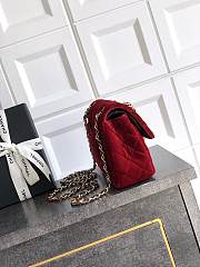 Chanel Small Classic Handbag Velvet & Gold Metal Red - 23x14.5x6cm - 2