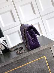 Chanel Small Classic Handbag Velvet & Gold Metal Purple - 23x14.5x6cm - 4