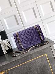Chanel Small Classic Handbag Velvet & Gold Metal Purple - 23x14.5x6cm - 3