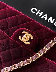 Chanel Small Classic Handbag Velvet & Gold Metal - 23x14.5x6cm - 3