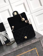 Chanel Mini Flap Bag Velvet Strass & Gold Tone Metal Black - 18x13x7cm - 5