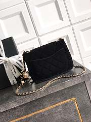 Chanel Mini Flap Bag Velvet Strass & Gold Tone Metal Black - 18x13x7cm - 2