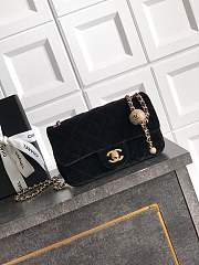 Chanel Mini Flap Bag Velvet Diamanté & Gold Tone Metal Black - 20x13x7cm - 2