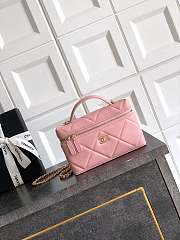 Chanel Vanity with Chain Grained Shiny Calfskin & Gold Tone Metal Pink - 19.5x17x5cm - 1
