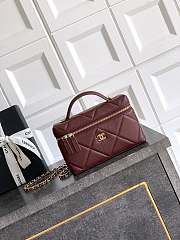 Chanel Vanity with Chain Grained Shiny Calfskin & Gold Tone Metal Burgundy - 19.5x17x5cm - 6