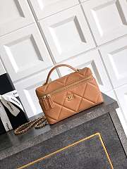 Chanel Vanity with Chain Grained Shiny Calfskin & Gold Tone Metal Brown - 19.5x17x5cm - 3