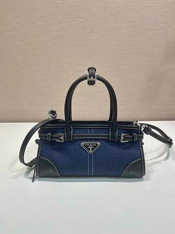 Prada Bonnie Denim Black Mini Handbag 1BA486 - 23.5x12x9cm