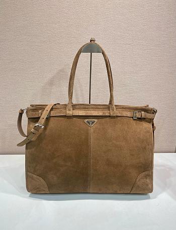 Prada Bonnie Suede Tote Bag Brown 2VG128 - 50x36x17cm