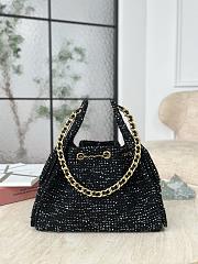 Chanel 25 Handbag Small Tweed Sequins Gold Tone Metal Black - 30x26x14cm - 2