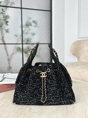 Chanel 25 Handbag Small Tweed Sequins Gold Tone Metal Black - 30x26x14cm - 4