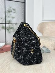 Chanel 25 Handbag Small Tweed Sequins Gold Tone Metal Black - 30x26x14cm - 6