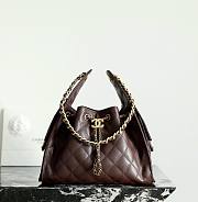 Chanel 25 Handbag Small Grained Calfskin Gold Tone Metal Dark Brown - 30x26x14cm - 1