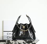 Chanel 25 Handbag Small Shiny Crumpled Calfskin Gold Tone Metal Black - 30x26x14cm - 6