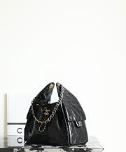 Chanel 25 Handbag Small Shiny Crumpled Calfskin Gold Tone Metal Black - 30x26x14cm - 3