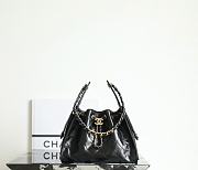 Chanel 25 Handbag Small Shiny Crumpled Calfskin Gold Tone Metal Black - 30x26x14cm - 4