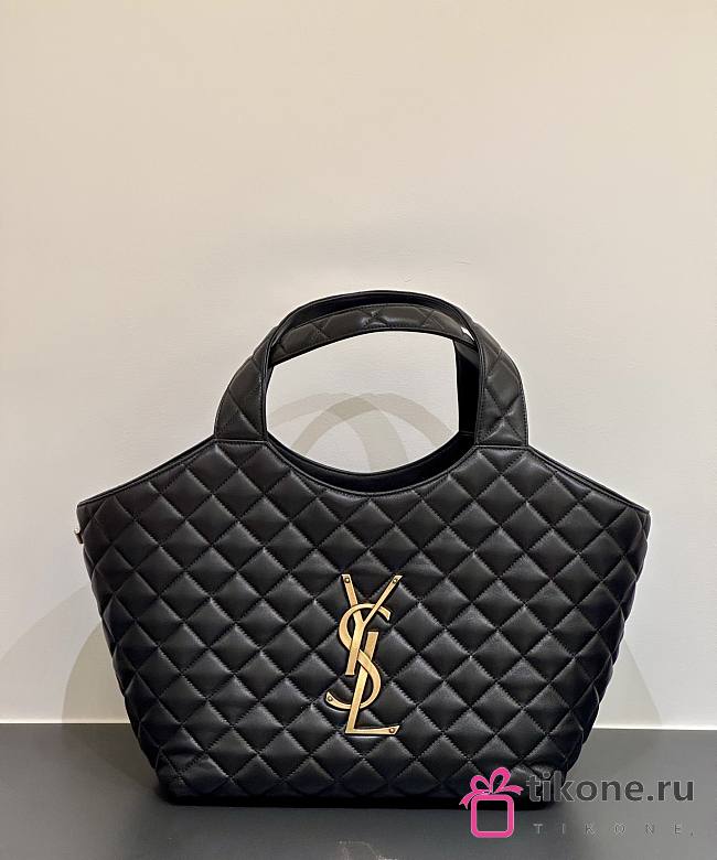 YSL Icare Medium In Quilted Nappa Black - 31x28x15cm - 1