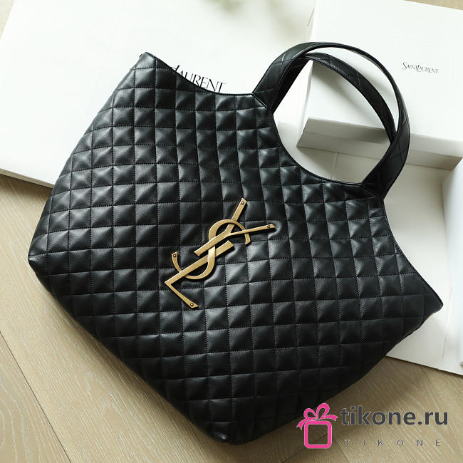 YSL Icare in Quilted Nappa Black - 37-55x43x5cm - 1