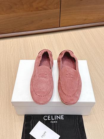 Celine Adam Loafer In Suede Calfskin Pink