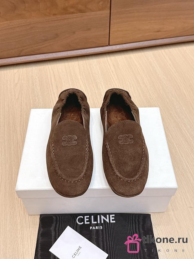 Celine Adam Loafer In Suede Calfskin Dark Brown - 1