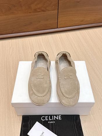 Celine Adam Loafer In Suede Calfskin Beige