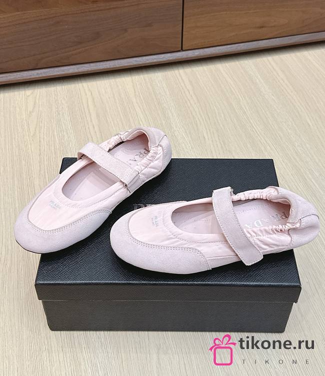 Prada Collapse Re-Nylon And Suede Ballerinas Pink - 1