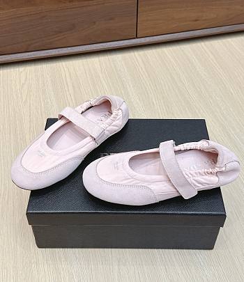 Prada Collapse Re-Nylon And Suede Ballerinas Pink