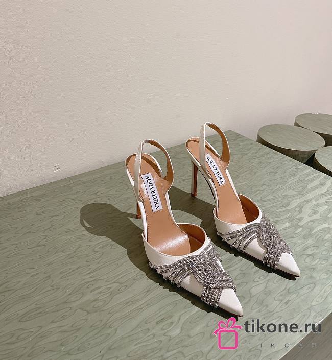  Aquazzura Gatsby Sling Satin 105 White - 1